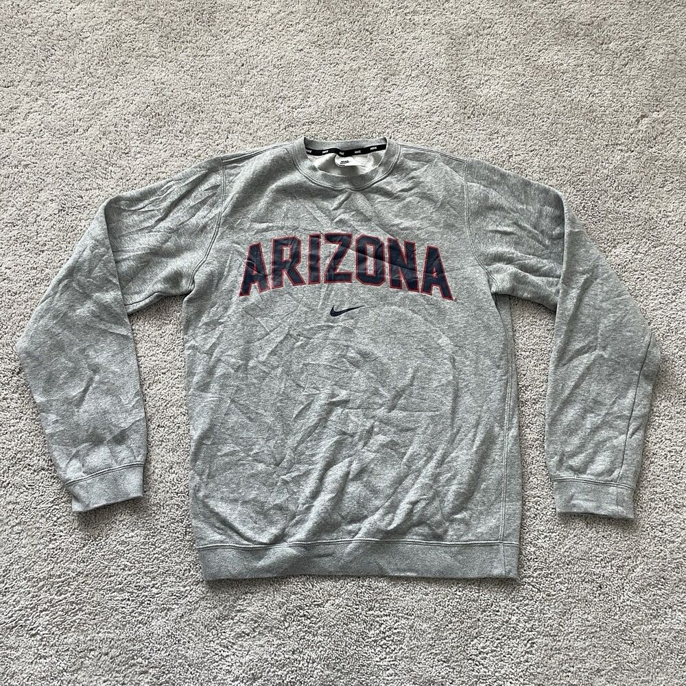 Nike Arizona Wildcats Club Fleece Sweater Mens Gray Small NCAA